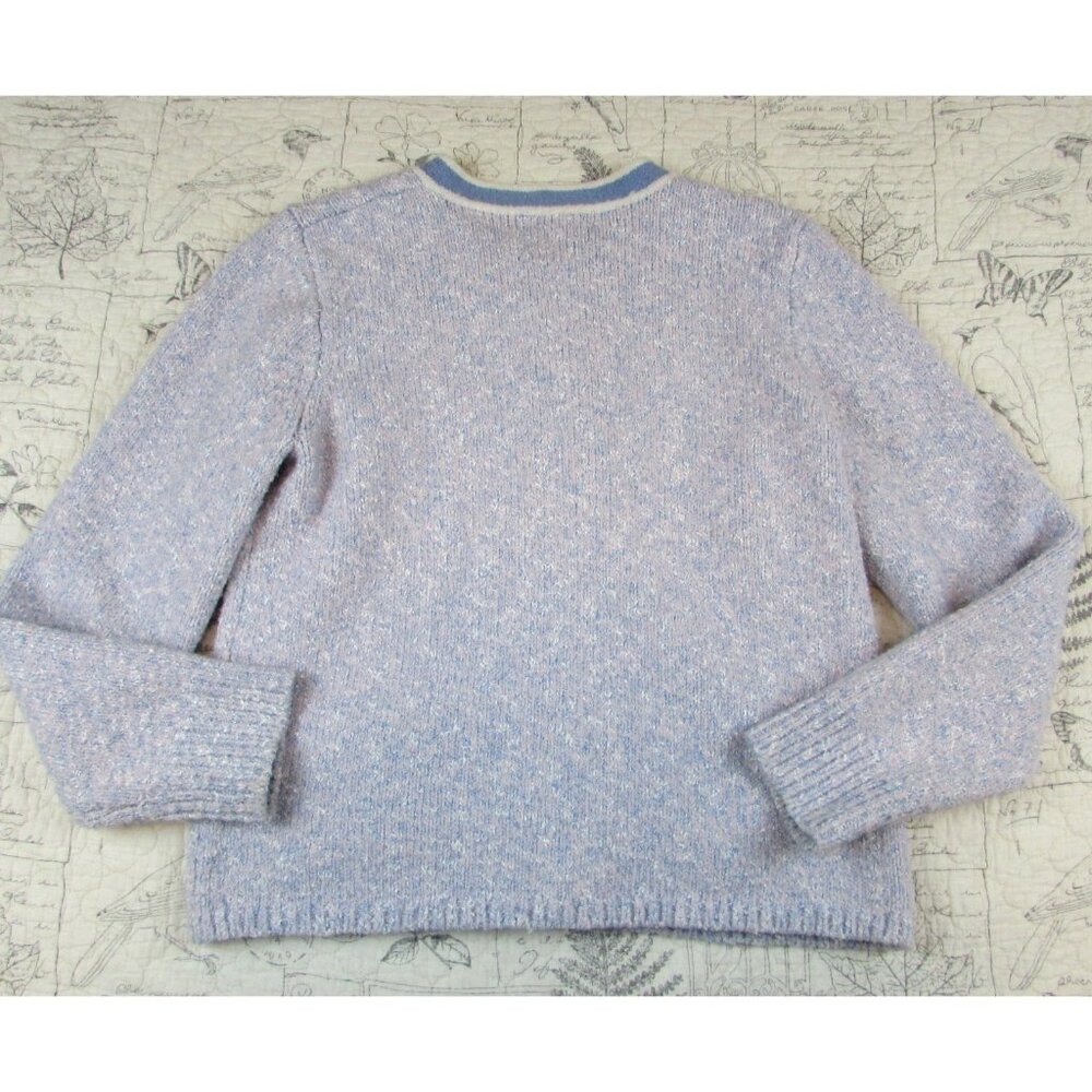 J. Crew Women's Marled Merino knit crop Sweater Lady Jacket Blue preppy M - Picture 9 of 9